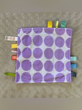 Bright Starts Purple Polka Dot Baby Lovey Security Blanket Pink Ribbed Corduroy
